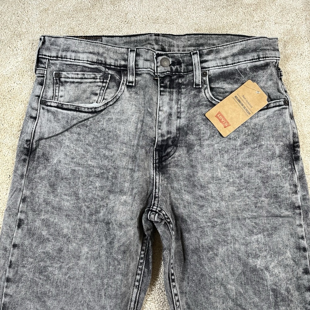 Levis 502 HI-BALL Mens Dark Gray Acid Wash Jeans 32x31 Cotton Blend Stretchy NWT - Picture 2 of 15